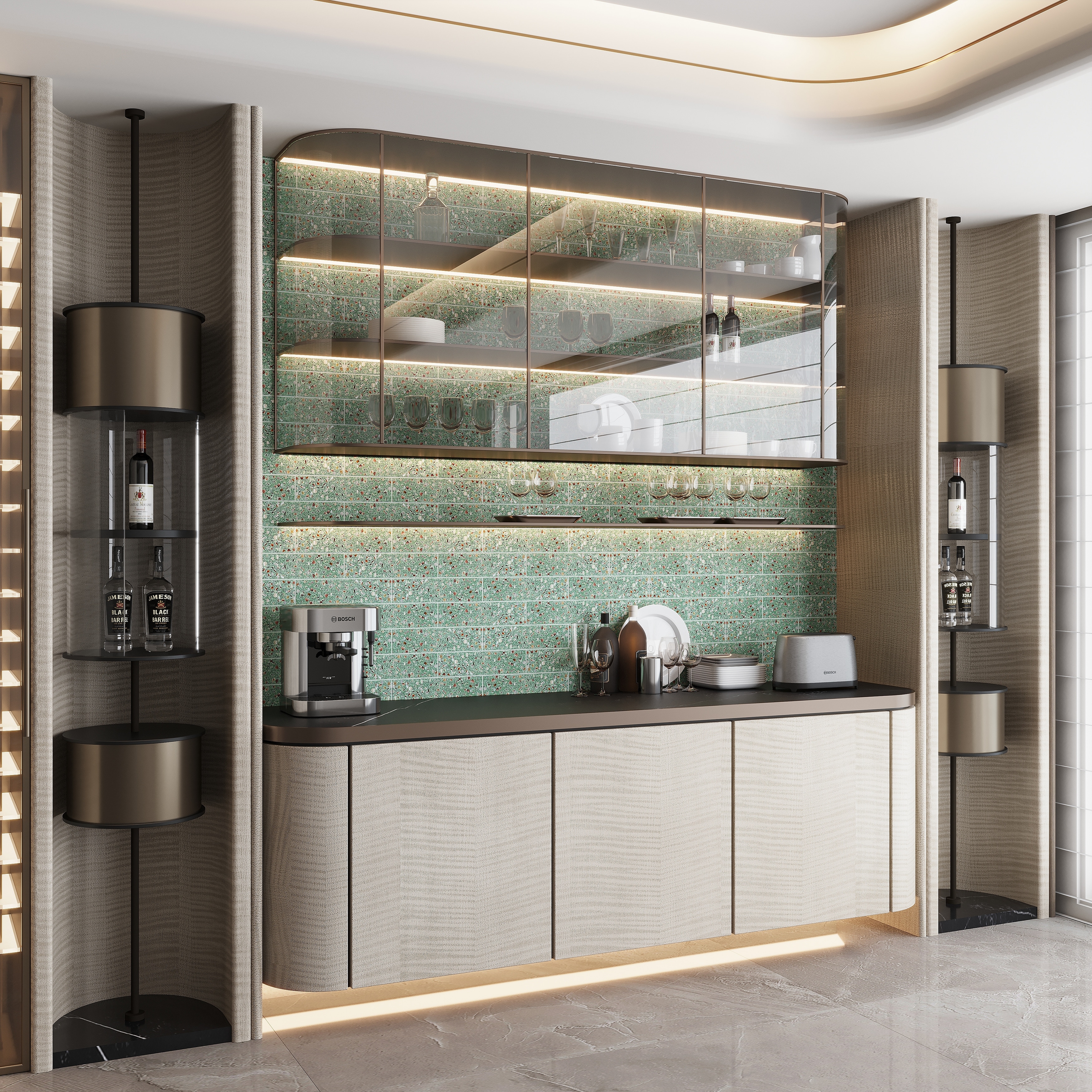 Amalfi 3x12 in. Glossy Shell, Terrazzo Elongated Subway Wall and Floor Tile (5 sq ft/case, 20-Pack)