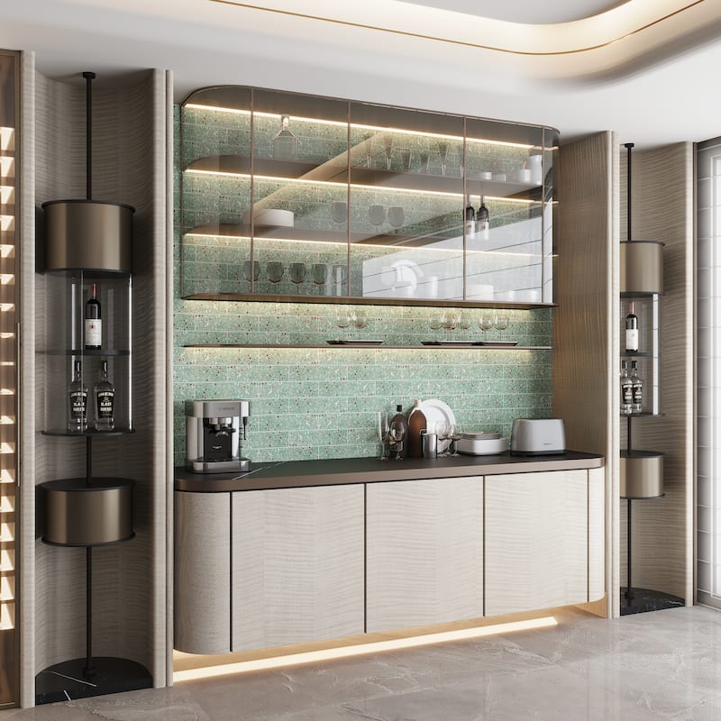 Amalfi 3x12 in. Glossy Shell, Terrazzo Elongated Subway Wall and Floor Tile (5 sq ft/case, 20-Pack) - Mint Green with Copper flecks