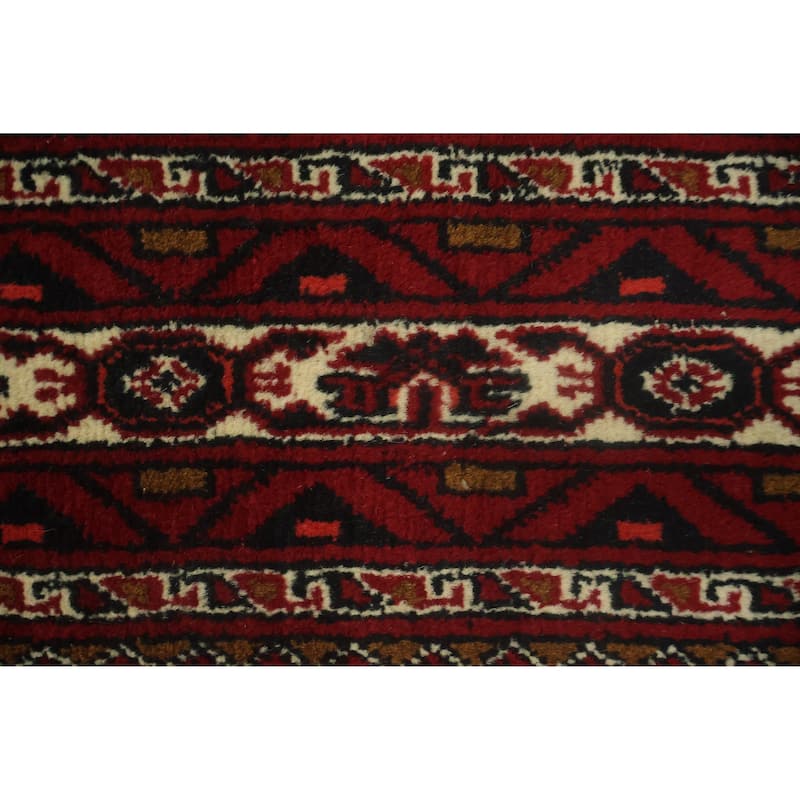 Hand Knotted Oriental 100% Wool Carpet Traditional Tribal Red Balouch Area Rug - 11' 3'' X 8' 6''