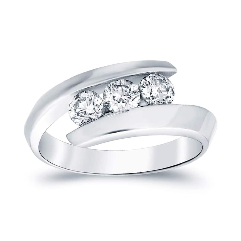 Auriya 14k Gold 3/4ctw 3-stone Bypass Diamond Engagement Ring - White - 6