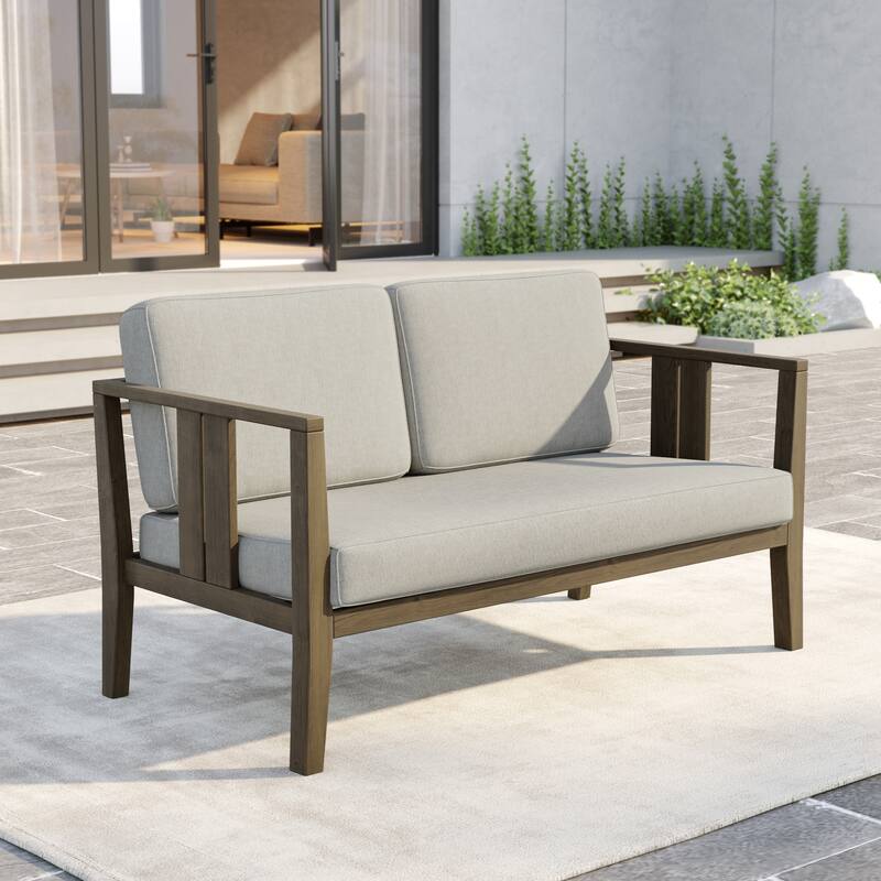 Outdoor Teak Solid Wood Patio Furniture Set Loveseat Armchair Table Collection