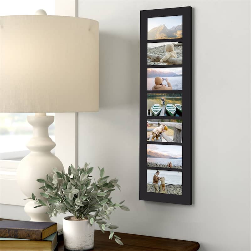 Adeco Black Wood Hanging Divided 4 x 6-inch Photo Frame