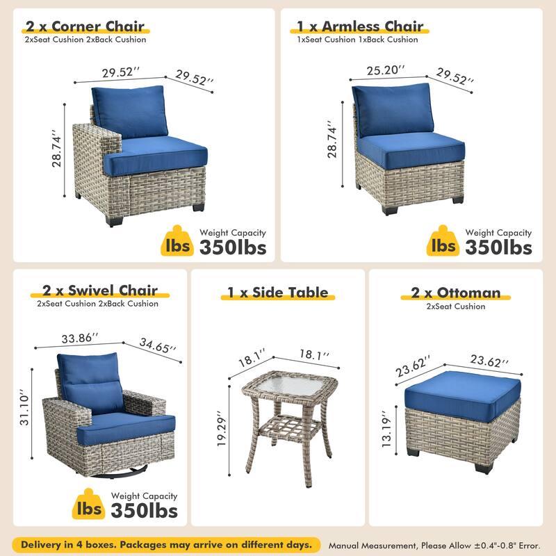 XIZZI 8-piece Wicker Patio Furniture Set with Swivel Chairs