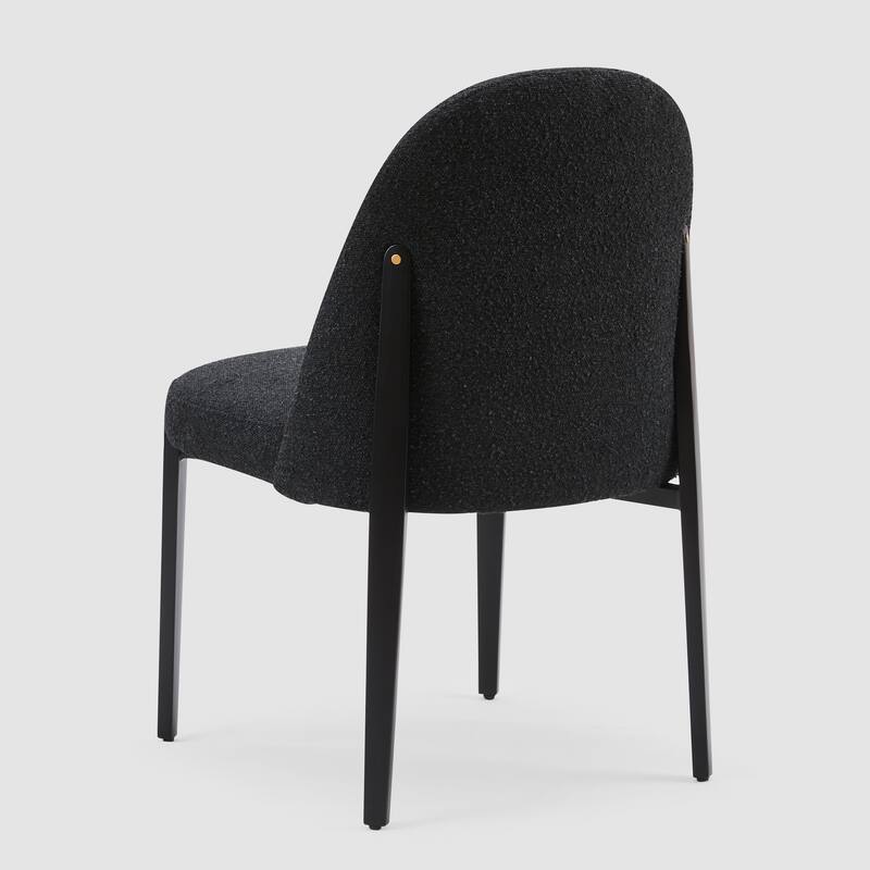 Morden Fort Boucle Dining Chairs with Black Steel Legs, Set of 2
