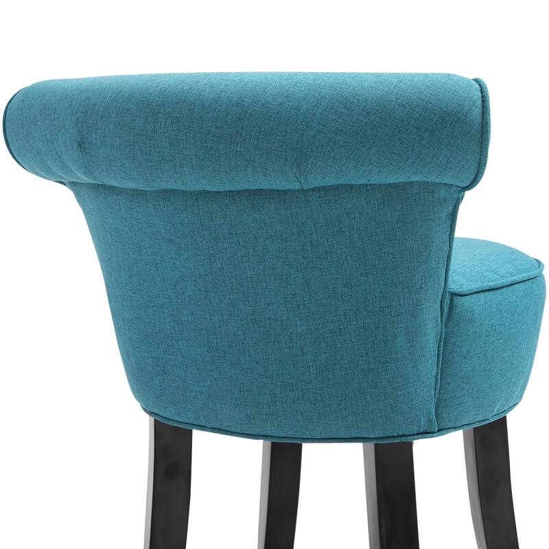 HOMCOM Small Modern Accent Chair with Wooden Legs Bedroom Dressing Chair Makeup Dressing Stool, Soft Seat and Backrest, Blue