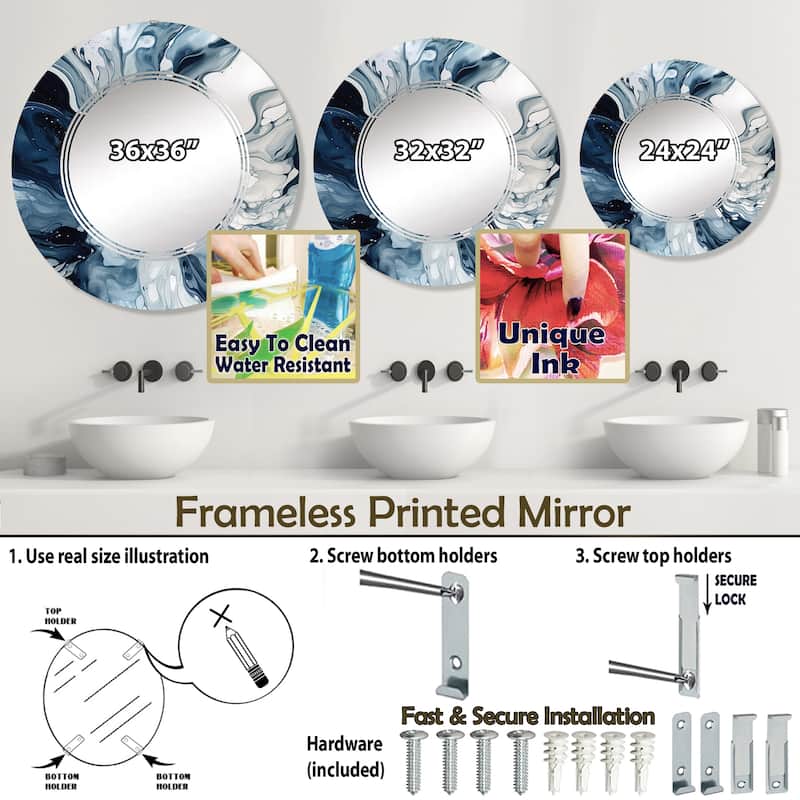 Designart "Blue Grey Ethereal Elixir I" Abstract Modern Wall Mirror