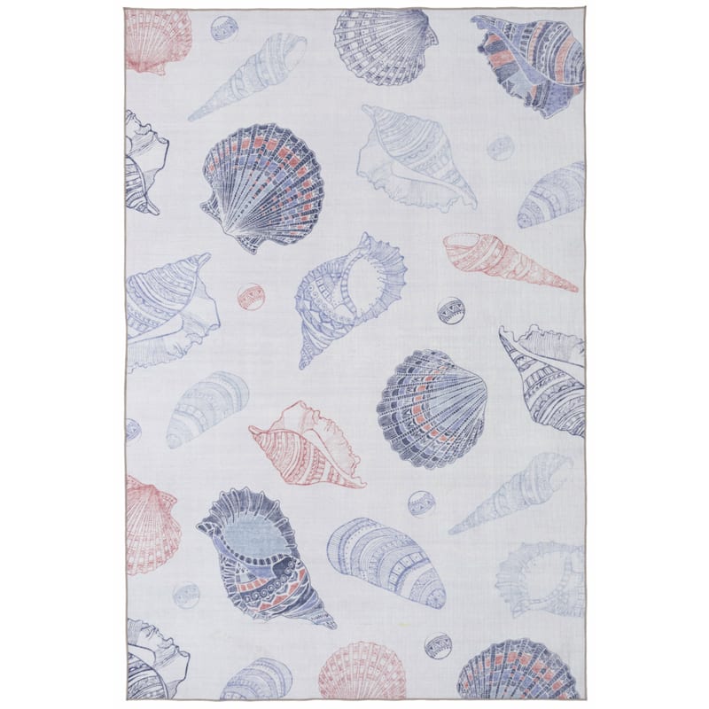 Florida Coastal-Inspired Design Seashell Pattern Area Rug - 5'x7'