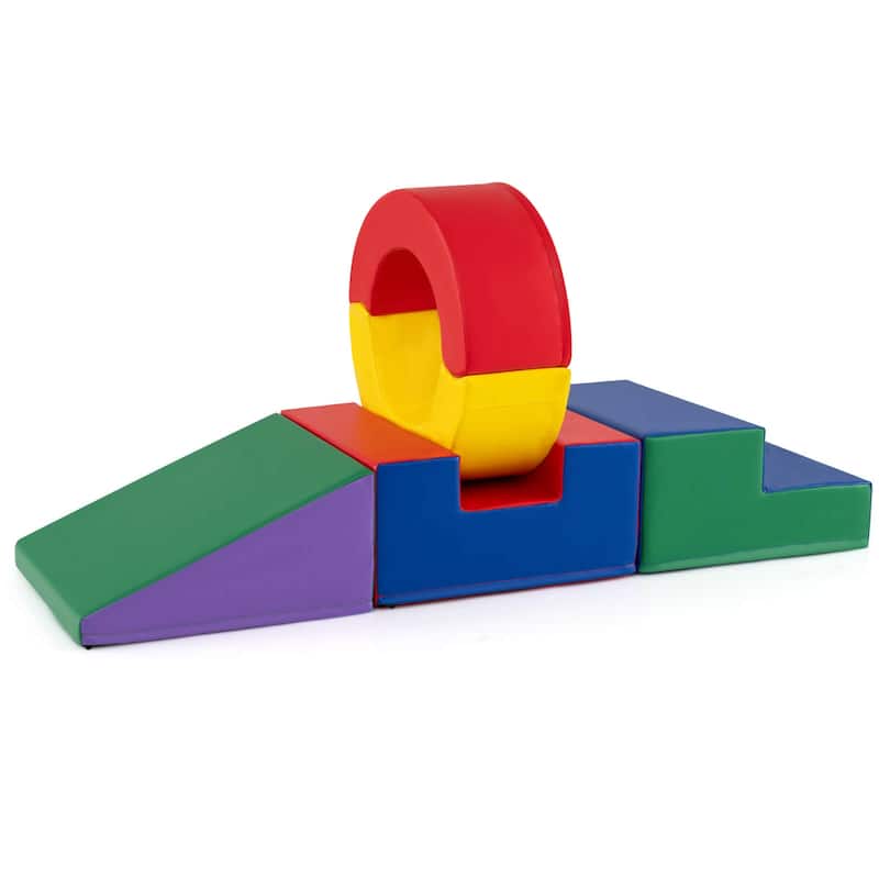 Costway 5 Pieces Foam Climbing Toys, Colorful PU Leather Climbing - as pic shows - See Details - as pic shows - See Details