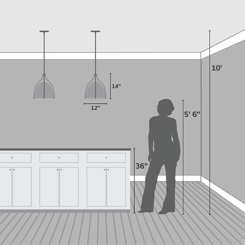 Hunter Arcelia 1-Light 12" Pendant - Modern, Contemporary, Transitional - Kitchen, Island, Dining Room, Entry.