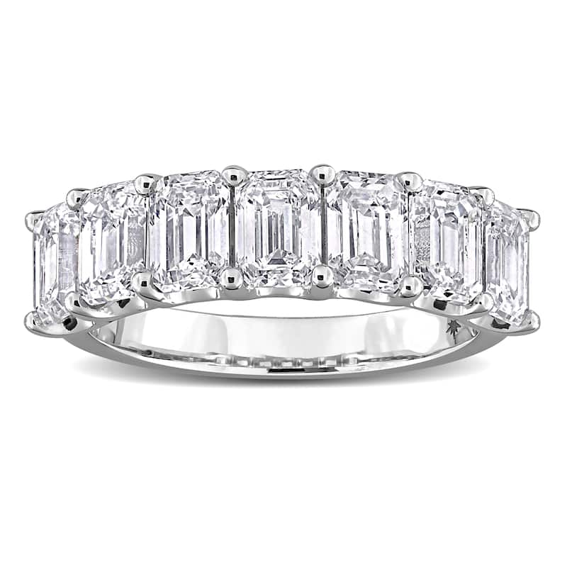 Miadora 3 1/2ct TW Emerald-Cut Lab-Grown Diamond 7-Stone Semi-Eternity Band 14k White Gold