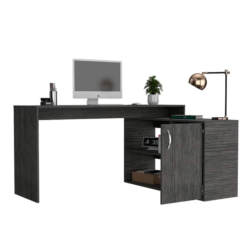 Modern L-Shaped Computer Desk with Open & Closed Storage Computer Table for Living Room Bedroom