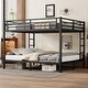 preview thumbnail 1 of 7, Metal California King over California King Bunk Bed for Teens and Adults for Bedroom Black