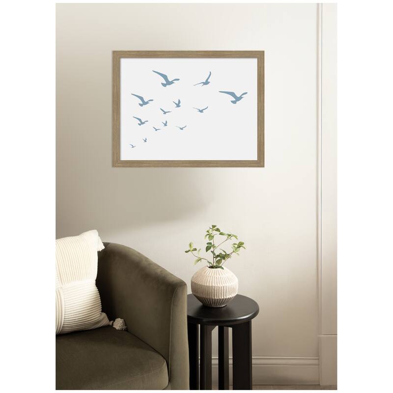 Kate and Laurel Seagulls White Background by Jolly and Dash Framed Wall Art Print