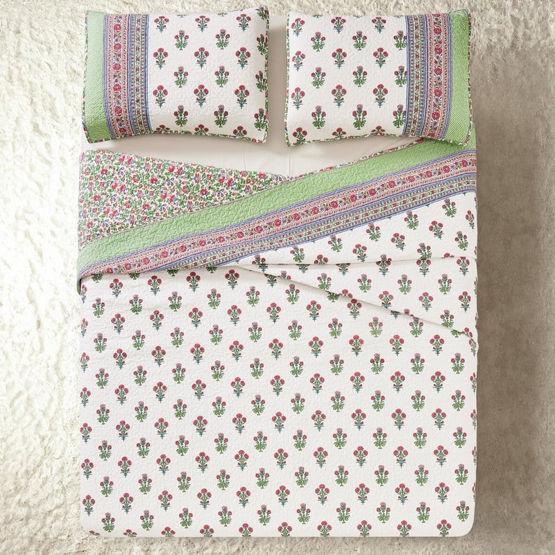 Modern Heirloom Serena Floral Reversible Cotton Quilt Set