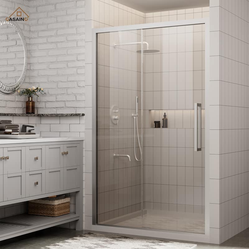 CASAINC 48 in. W x 76 in. H Sliding Framed Shower Door with SGCC Certification