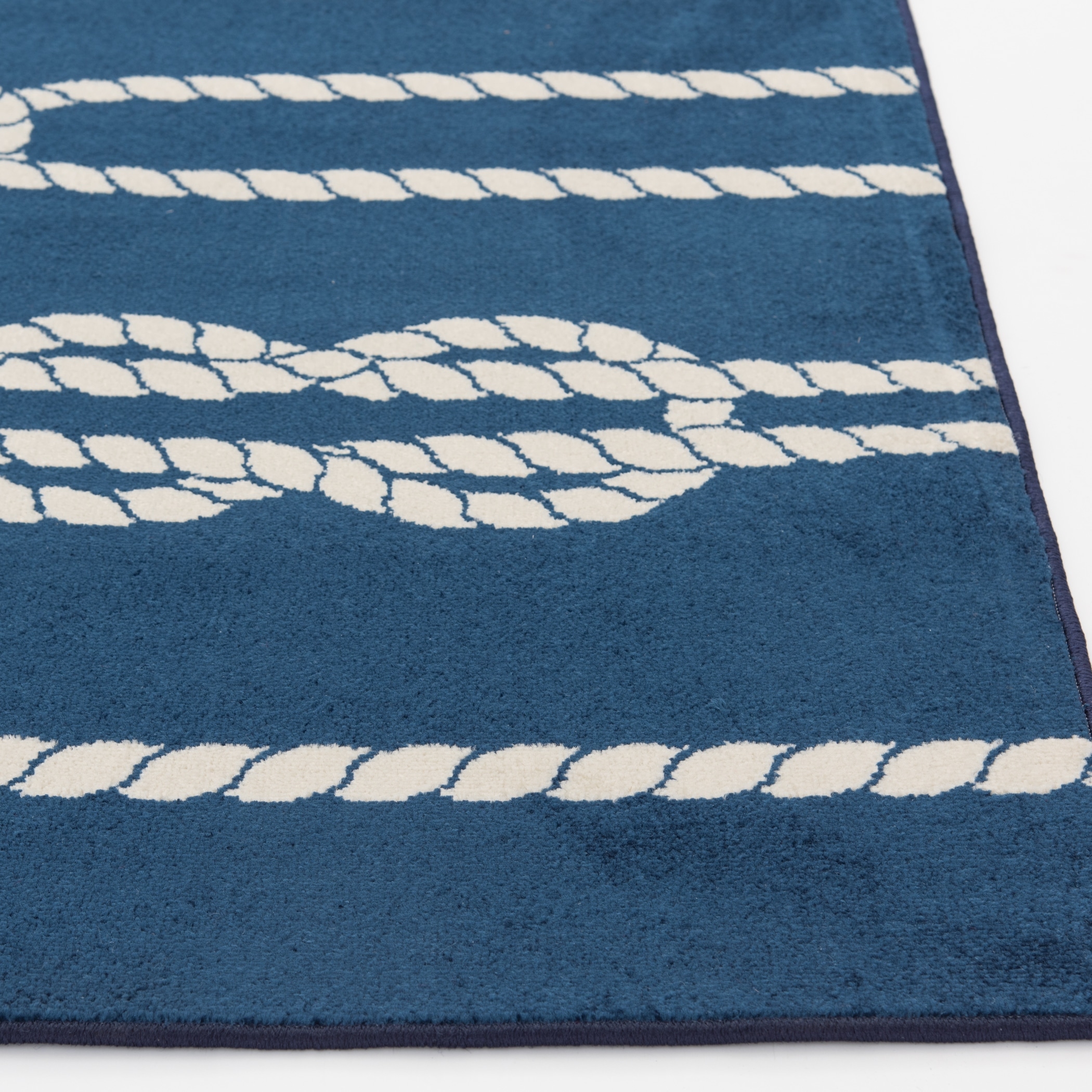 Shop Tecopa Navy Nautical Rope Design Indoor Outdoor Woven Area Rug Overstock 31424486 6 7 X 9 6