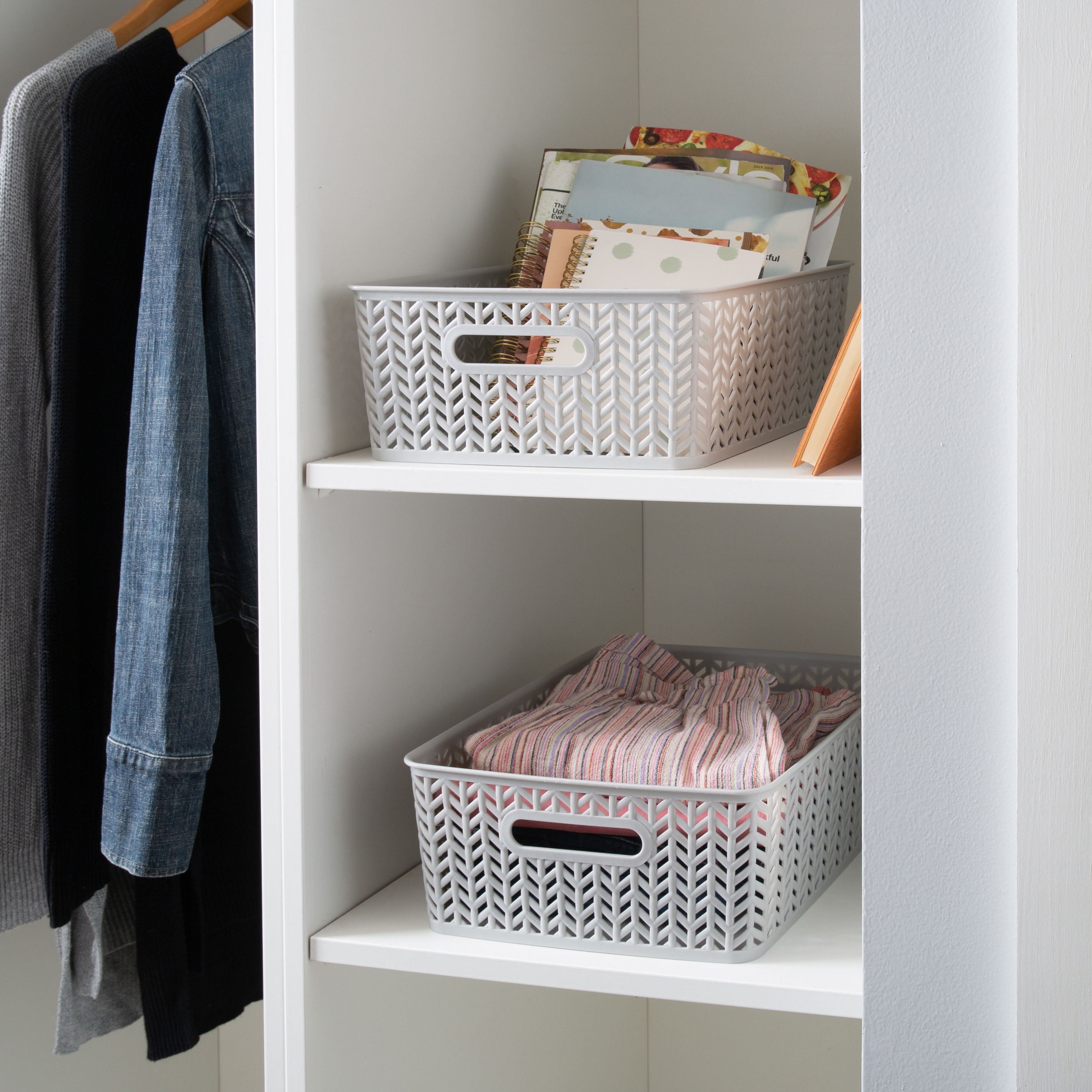 Simplify 2 Pack Medium Herringbone Storage Basket-image
