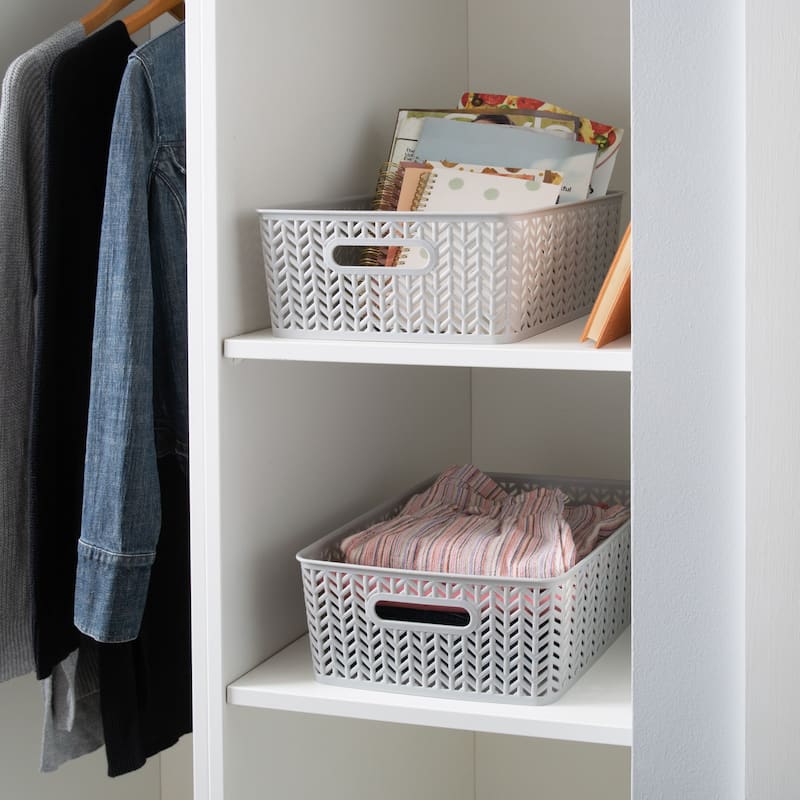 Simplify 2 Pack Medium Herringbone Storage Basket