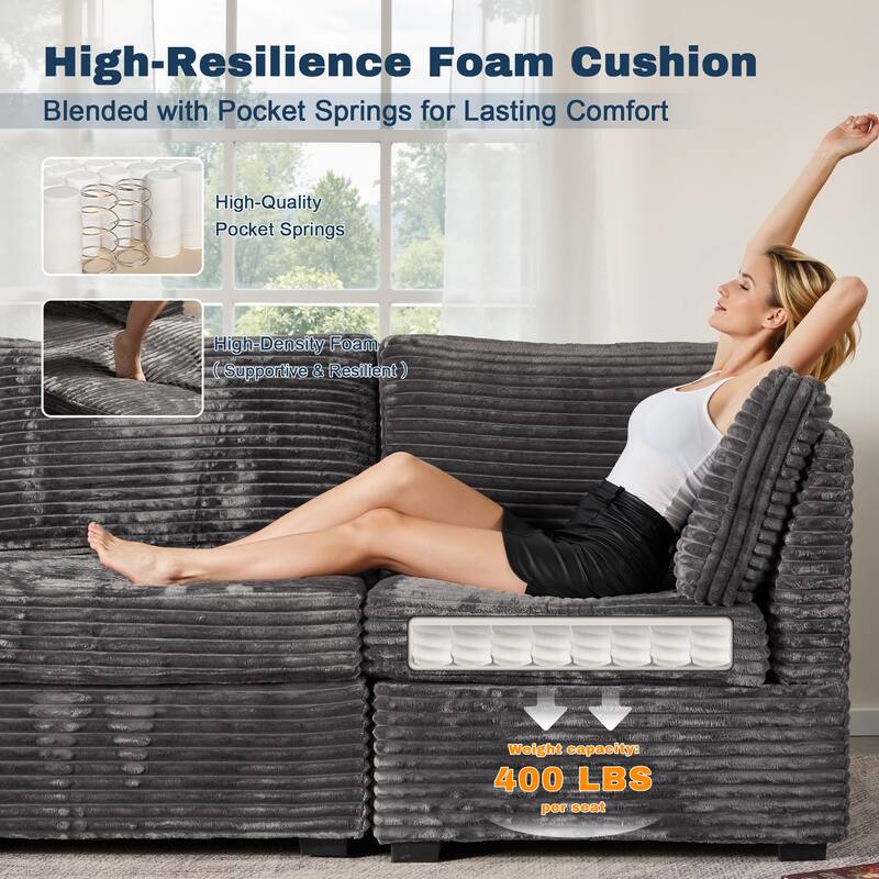 XIZZI Modular Sectional Sofa Chaise Couch with Ottoman