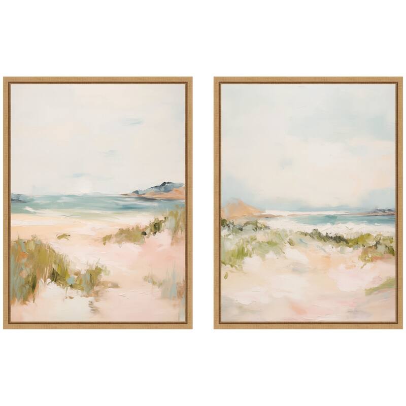 Kate and Laurel Natural Tranquil Landscape 2 Piece Framed Canvas Wall Art Set by Amy Lighthall - 2 Piece Set 18x24 - Natural