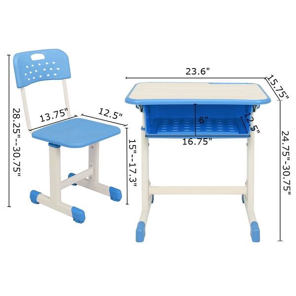 Adjustable Student Kids' & Childrens Desk and Chair Kit (Set of 2