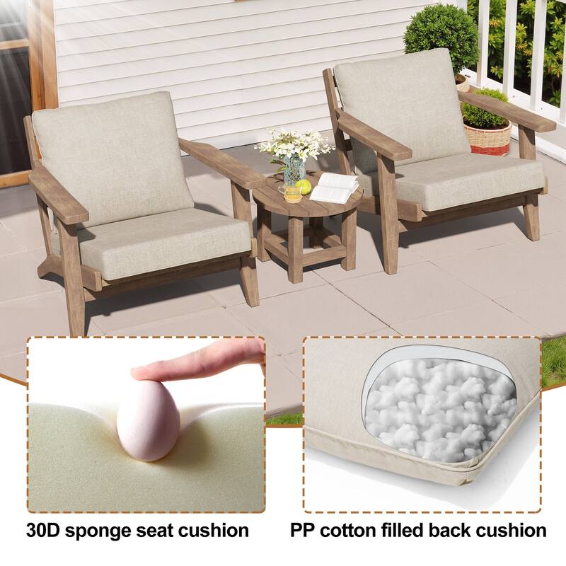 27.6 in W * 24.4 in D Outdoor Patio Deep Seat Cushion Chair Set