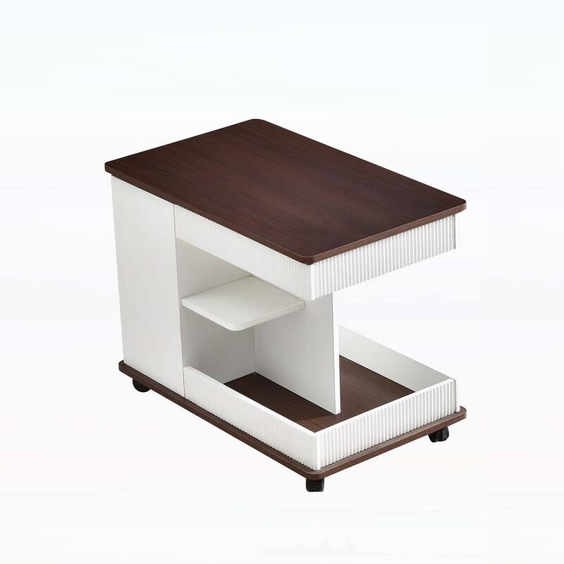 Modern Multifunctional End Table with Lift-Top,360°Rotating Top for Living Room