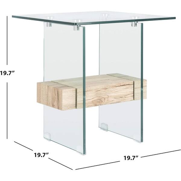 Glass and Wood Accent Table for Living Space - Bed Bath & Beyond - 43452265