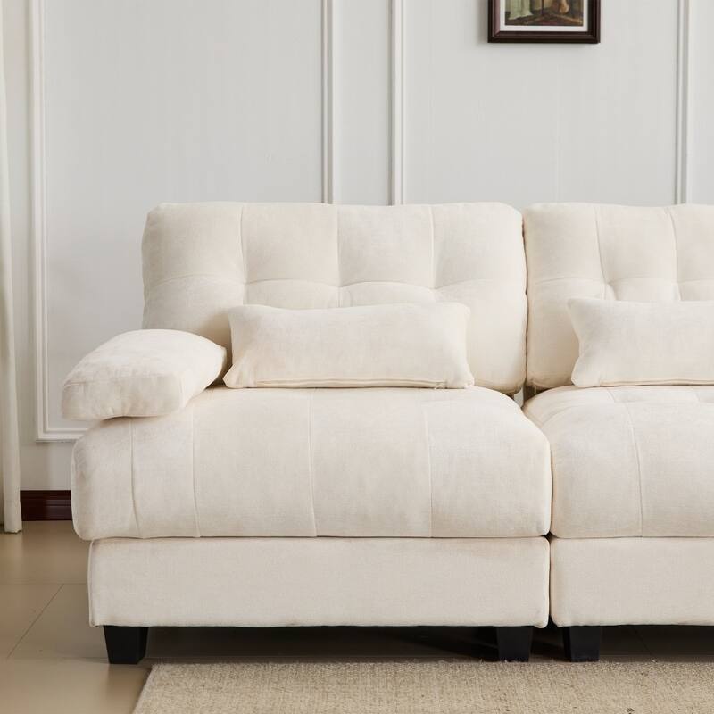 93" Modern Adjustable Backrest Sectional Sofa Set with Throw Pillows