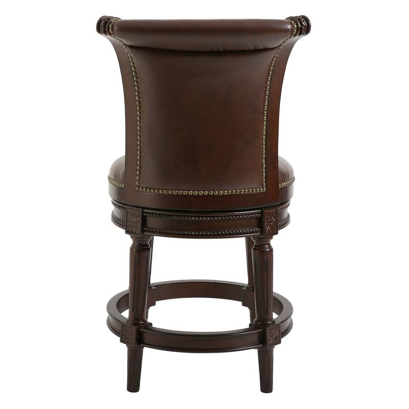 New Ridge Home Chapman 31in. Bar-Height Swivel Barstool with High-Back, Distressed Walnut Finish