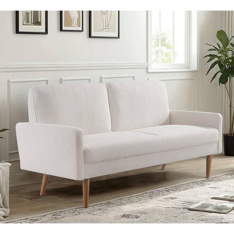Ivory Velvet 3 Seater Sofa, European Style with Sleek Design for Home or Office
