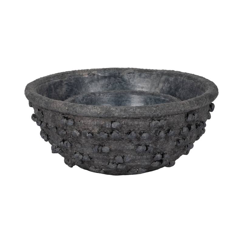 Terracotta Decorative Bowl with Tapered Shape-Set of 2, 12", 8", Black