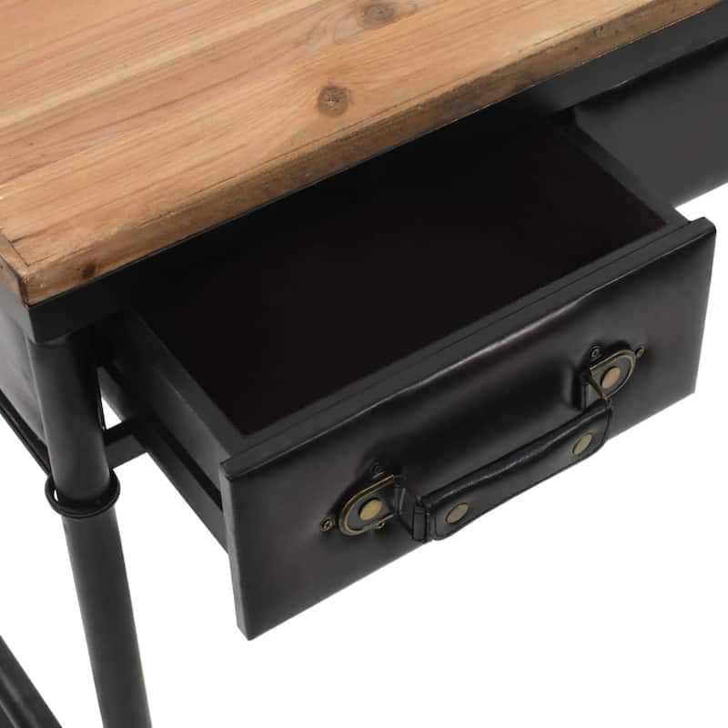 vidaXL Console Table with Castors 39.4"x13"x31.5" Solid Wood Fir - 39.4" x 13" x 31.5"