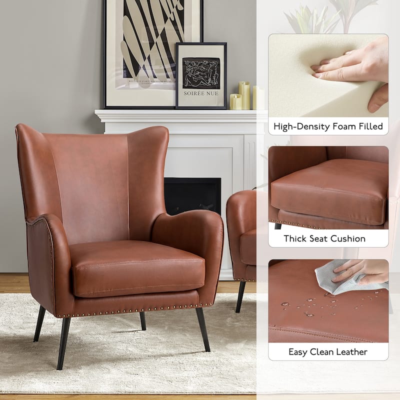 Invidiae Wooden Upholstered Armchair with Metal Legs
