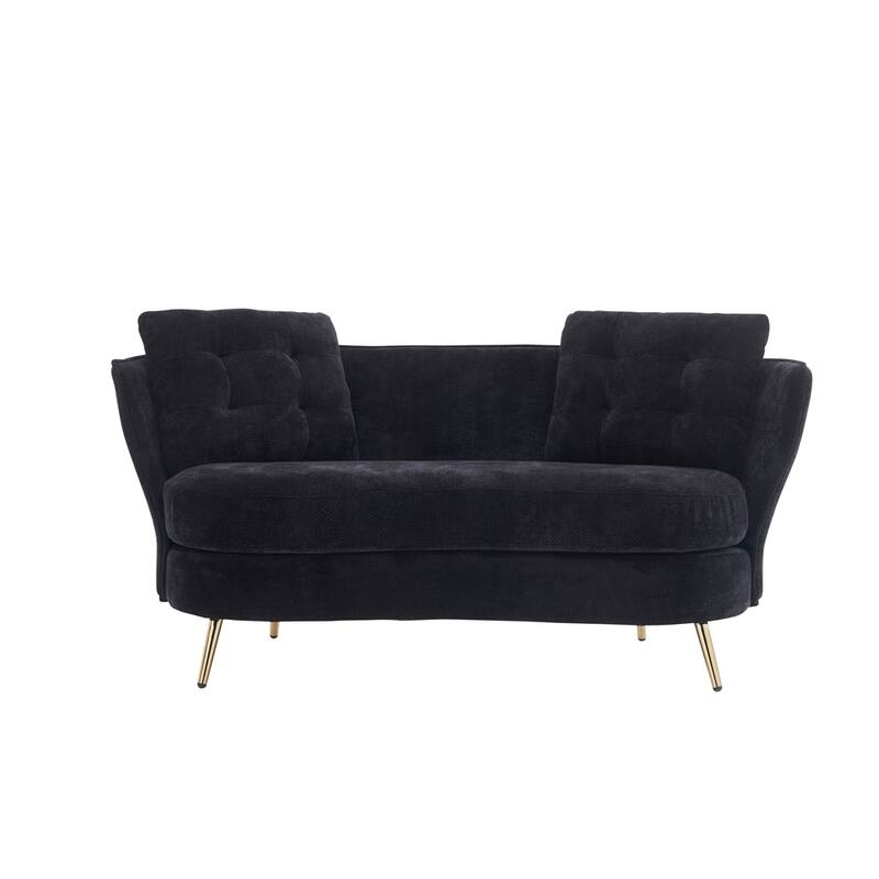 Upholstered Couch with Golden Metal Legs
