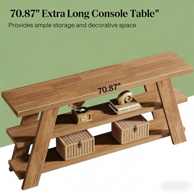 3-Tier Console Table,Sofa Table - Brown
