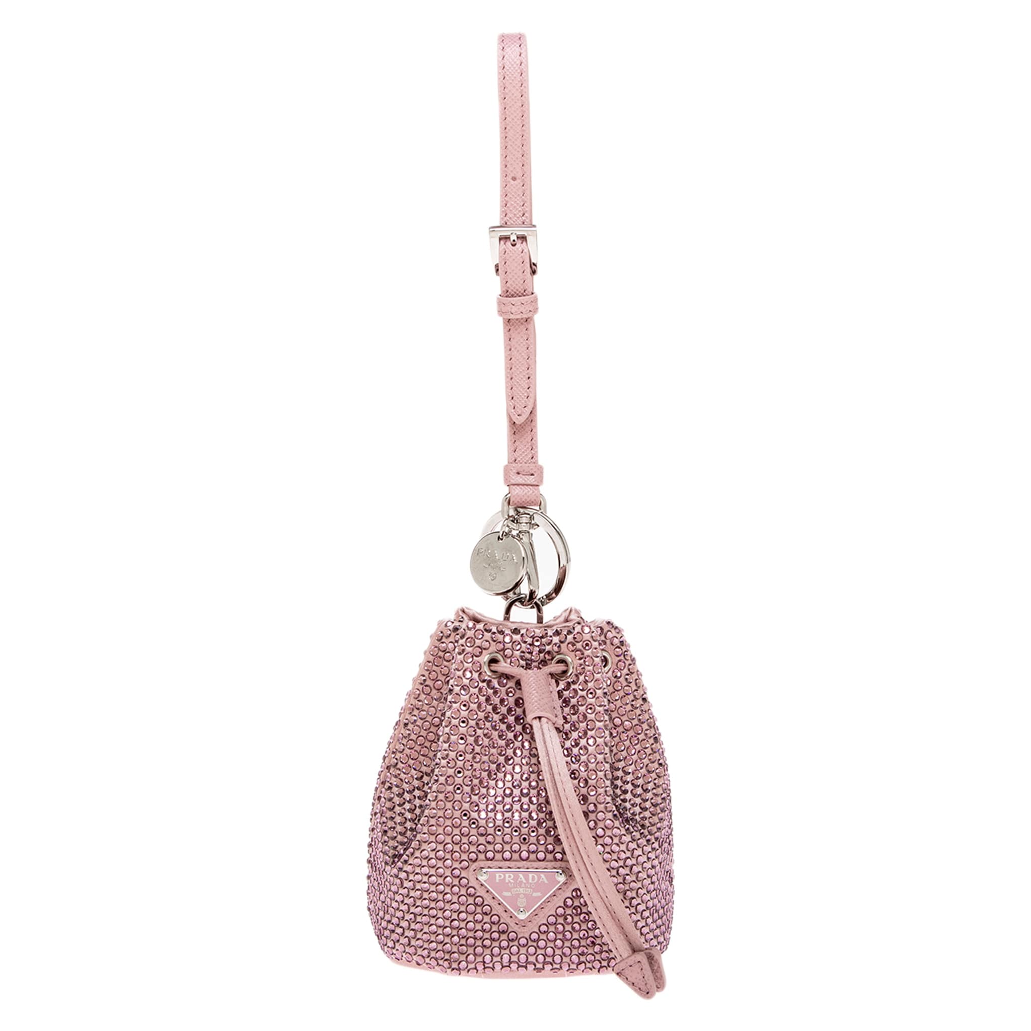 Prada Mini Icon Satin and Crystal Keychain Charm
