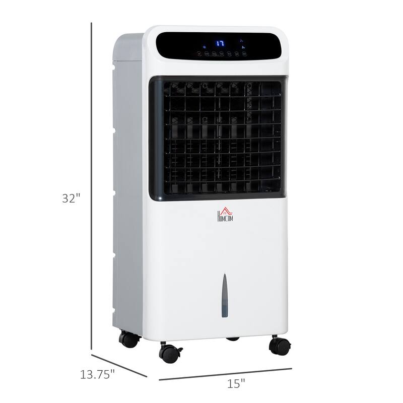HOMCOM Mobile Air Cooler, Evaporative Ice Cooling Fan Water Conditioner Humidifier Unit with 3 Modes, 3 Speed, Remote Controller
