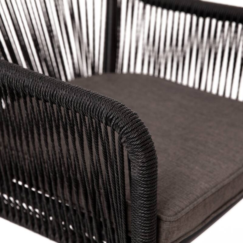 Woven Indoor/Outdoor Stacking Club Chairs - Cushions-Set of 2