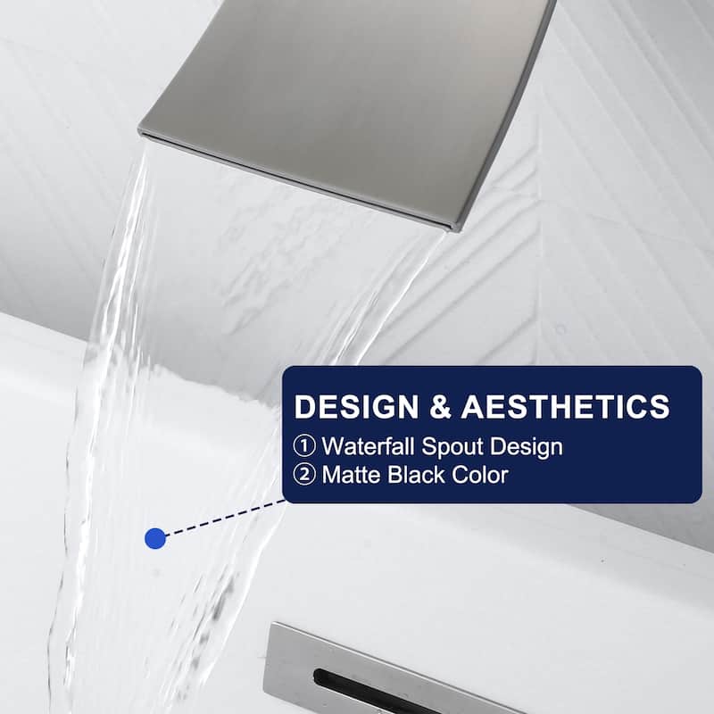 WOWOW Double Handle Wall Mount Waterfall Bathroom Bathtub Faucet