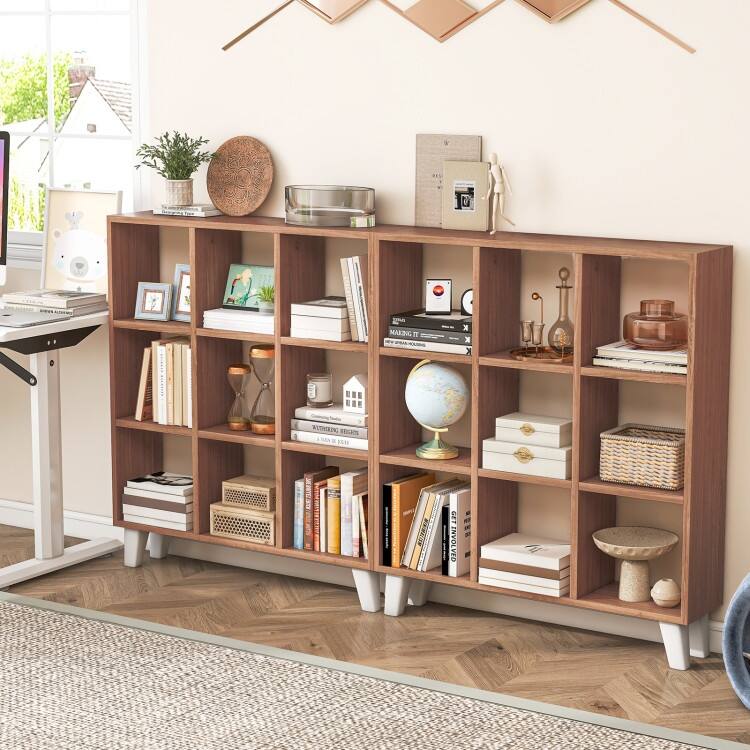 9-Cube Bookcase with 6 Removable Shelves and Raised Support Feet - 35" x 8" x 39.5" (L x W x H)