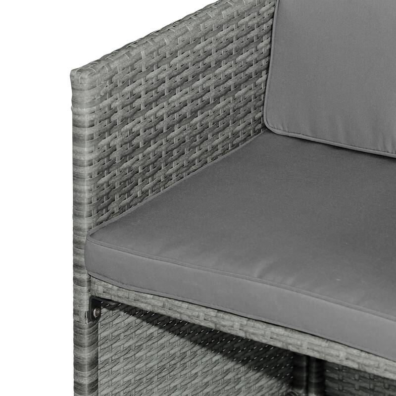 Outsunny 9 Piece Outdoor Rattan Wicker Dining Table and Chairs Furniture Set Space Saving Wicker Chairs w/ Cushions
