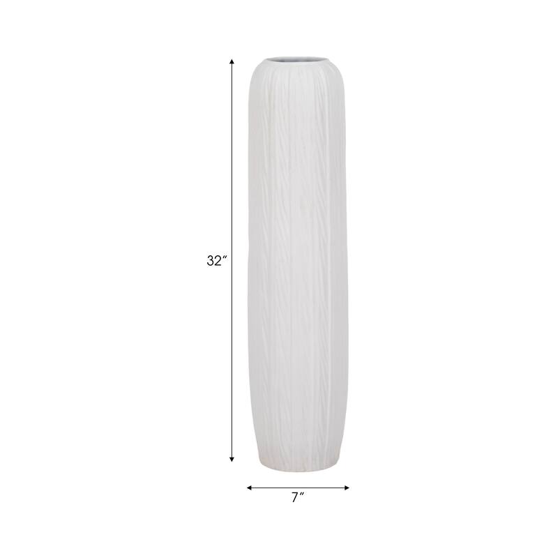 Ceramic Modern Rough Cylinder Floor Vase - White, 48"