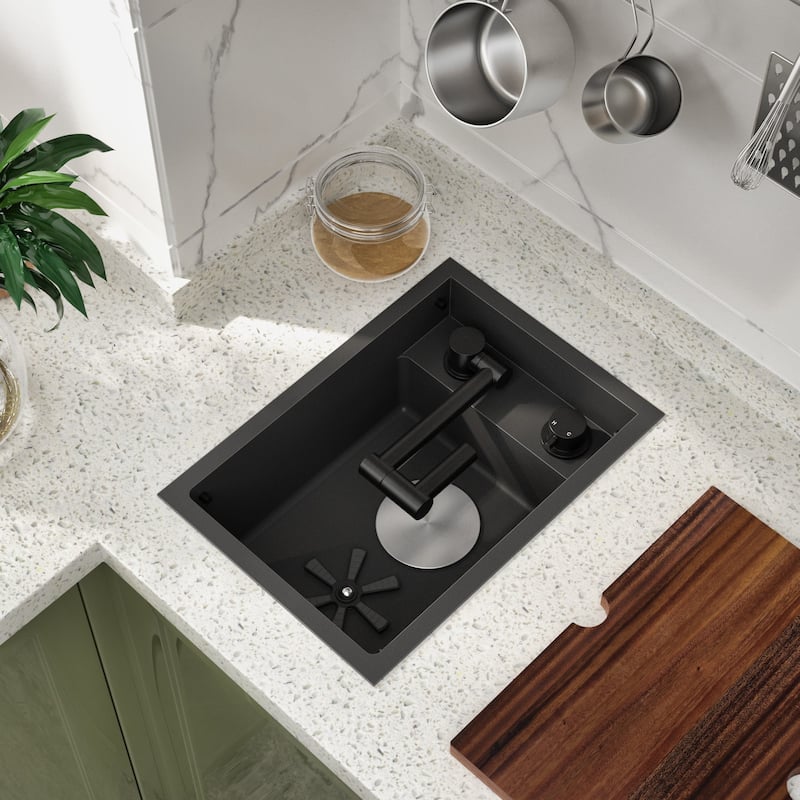 Black/SILVER/WHITE RV Sink with faucet and a foldable tap inside