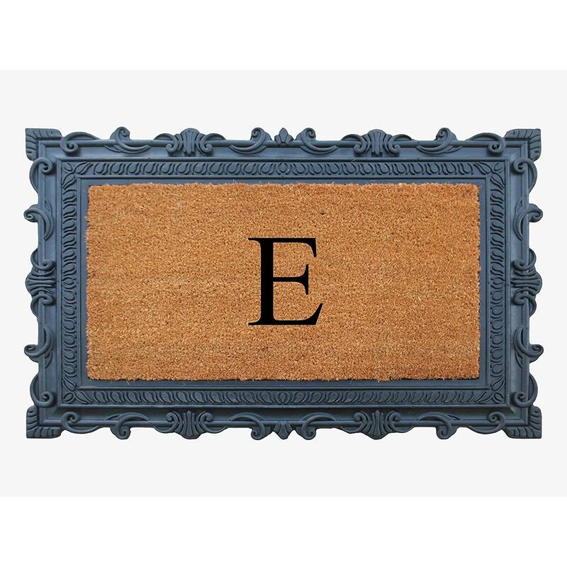 A1HC First Impression Carson Rubber and Coir 24" X 36", Heavy Duty, Easy to Clean Outdoor Monogrammed Doormat - Monogrammed E