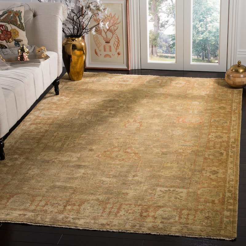 SAFAVIEH Couture Hand-knotted Oushak Shefkie Traditional Oriental Wool Rug - 10' x 14' - Beige/Rust