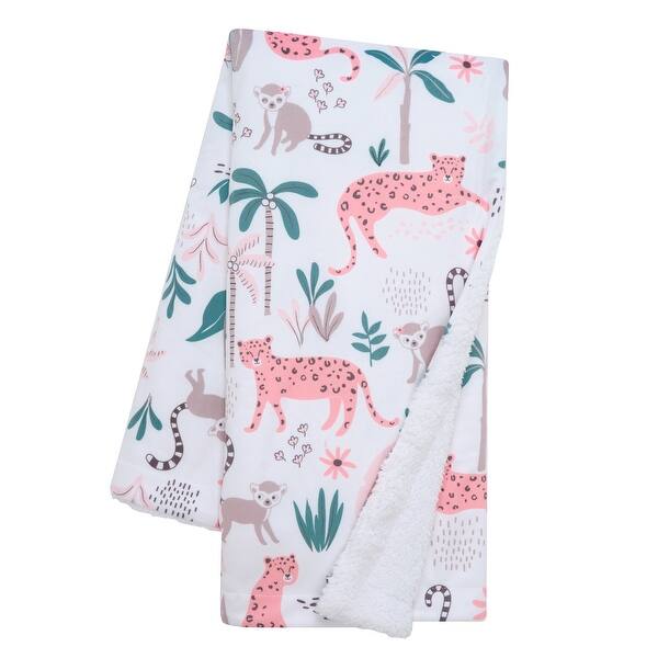 slide 2 of 7, Lambs & Ivy Enchanted Safari Animals White Ultra Soft Jungle Baby Blanket