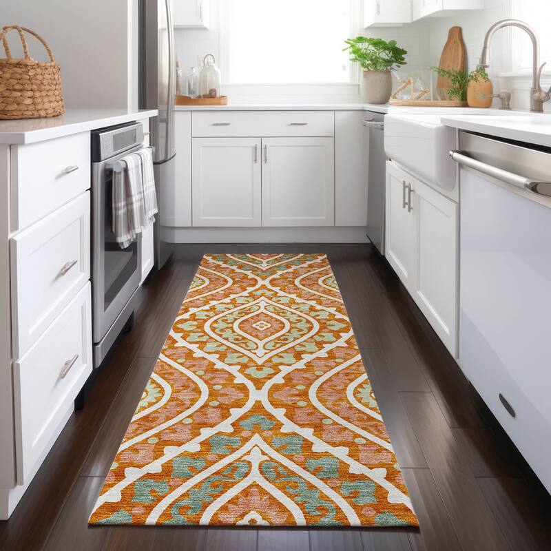 Machine Washable Indoor/ Outdoor Chantille Ttransitional Medallion Rug