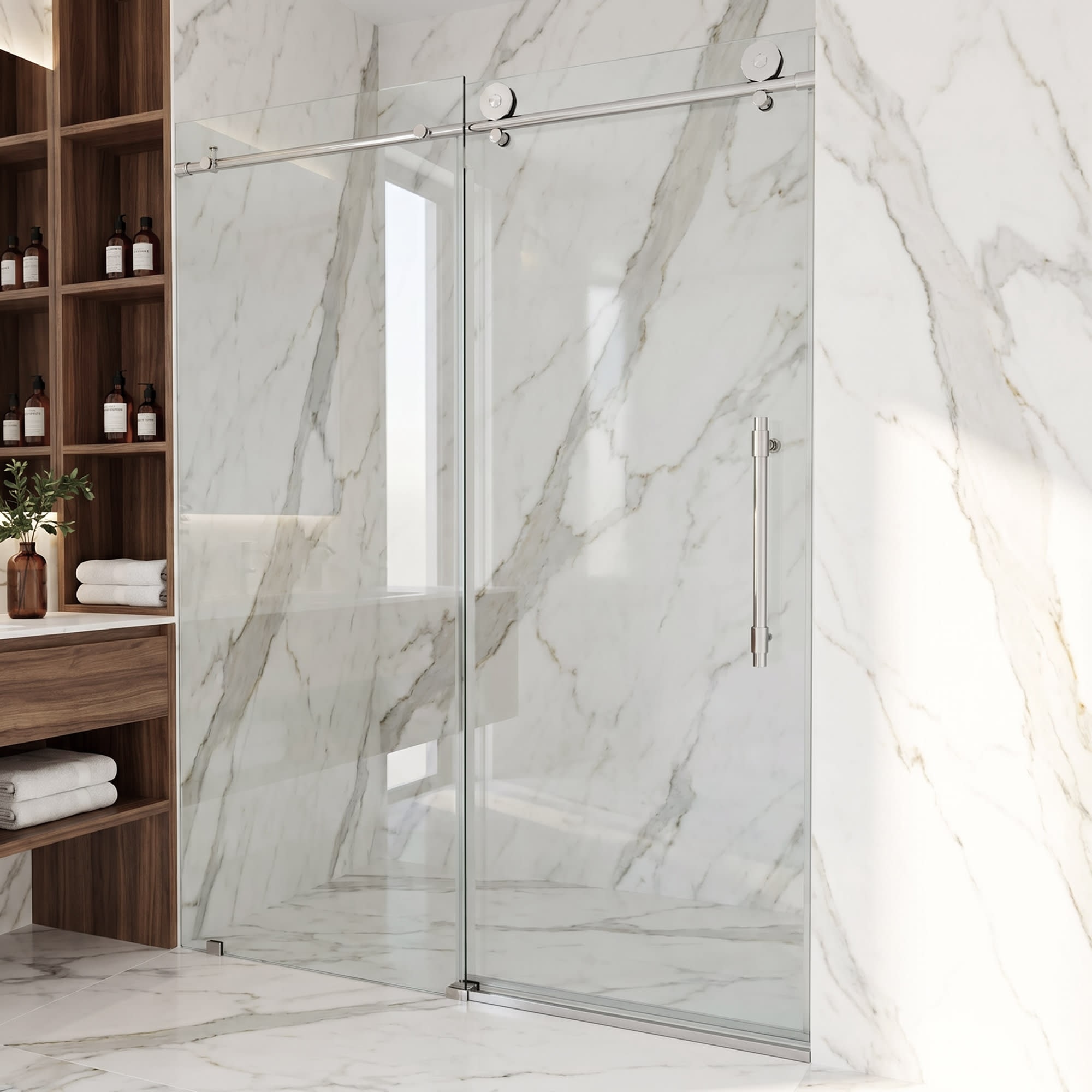 Vigo VG60226076 Elan Hart 76" High x 60" Wide Sliding Frameless Shower