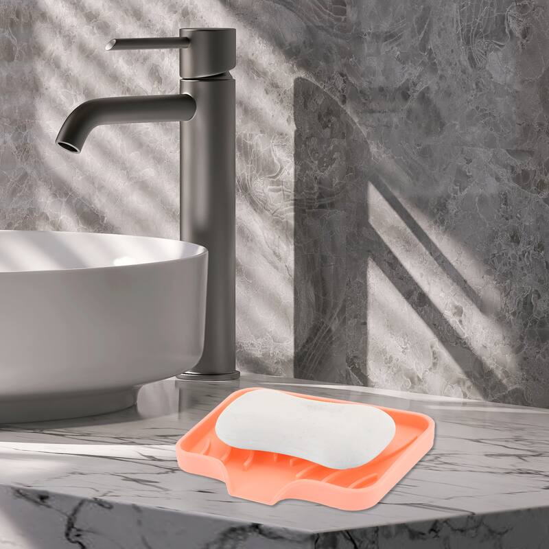 Waterproof Soap Holder with Draining for Bathroom 1 Pc - Pink - 4.8"x3.94"x0.71"